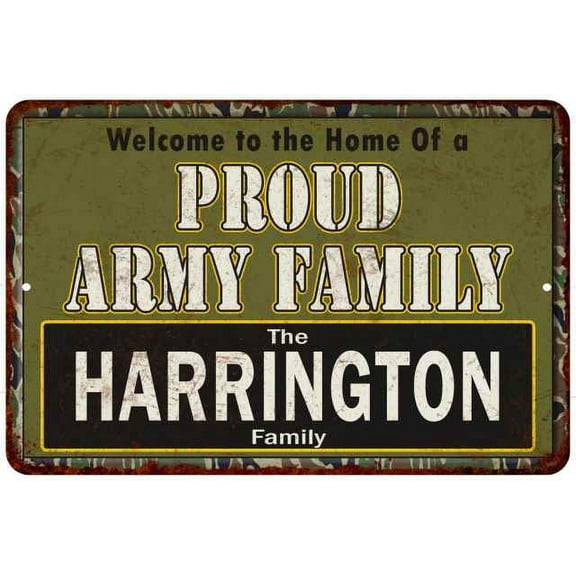 Harrington Proud Army Family Gift 8x12 Metal Sign 208120023462