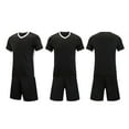 thumbnail image 1 of Conjuntos de blusas y camisas de manga corta con cuello en V. Conjunto de traje de fútbol de color sólido para niños para juegos deportivos universitarios, partidos de rendimiento, uniformes de entren, 1 of 5