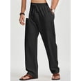 thumbnail image 4 of GENTS BLISS Linen Men Pants Elastic Waist Drawstring Pants for Men Casual Beach Men Pants with Pocket, 4 of 11