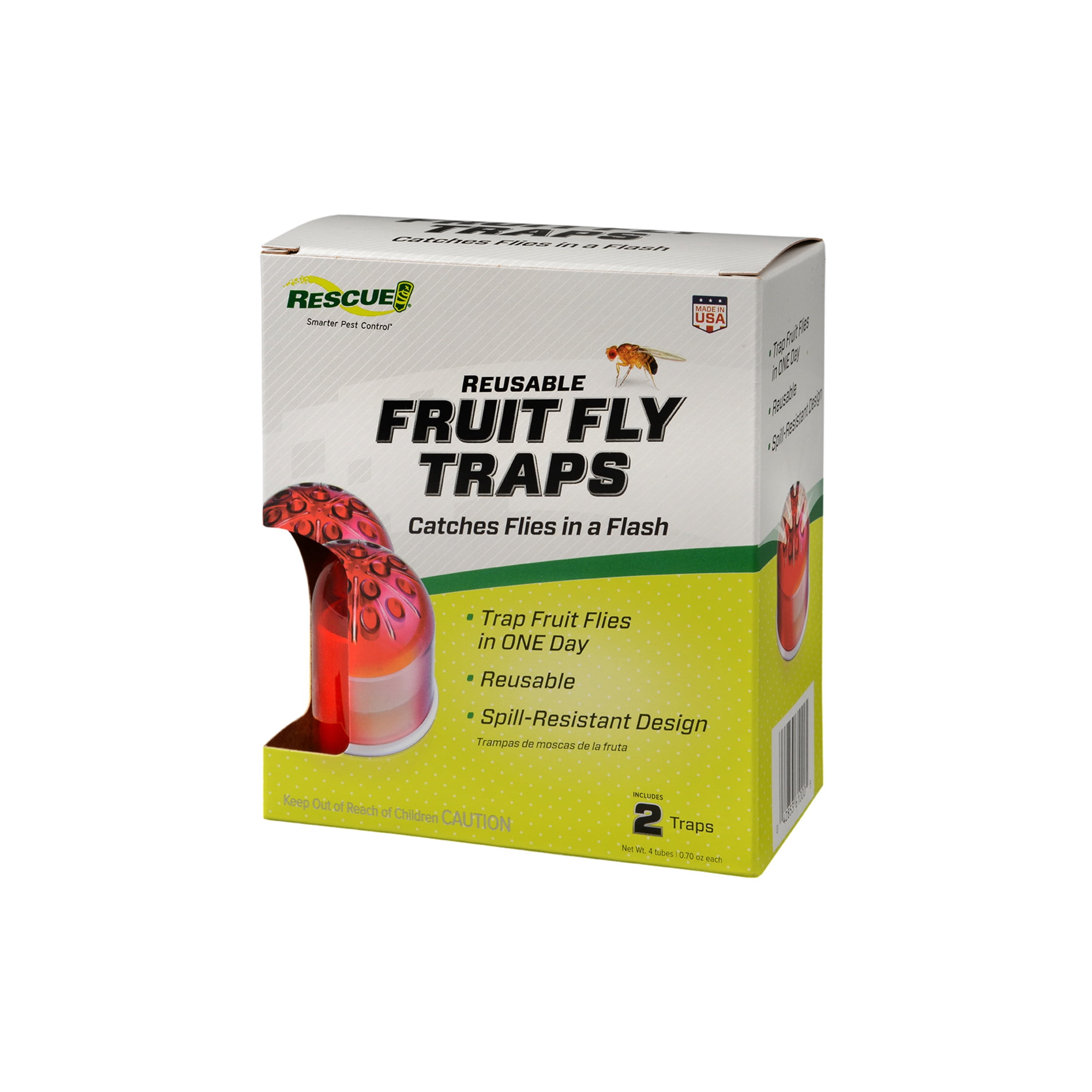 RESCUE! Reusable Indoor Fruit Fly Trap, 2 Pack Liquid
