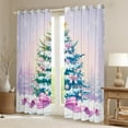 thumbnail image 2 of Manfei Cartoon Xmas Tree Blackout Curtains Set of 2 (52x84 Each), Merry Christmas Window Curtains, Pink Purple Bow Knot Curtains and Drapes for Girls, Luxurious Home Decor, 2 of 6