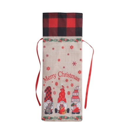 

Youmylove 5.1*14In Christmas Wine Bottle Bags Drawstring Bottle Covers For Christmas Dining Table Decorations Natal New Year 2023