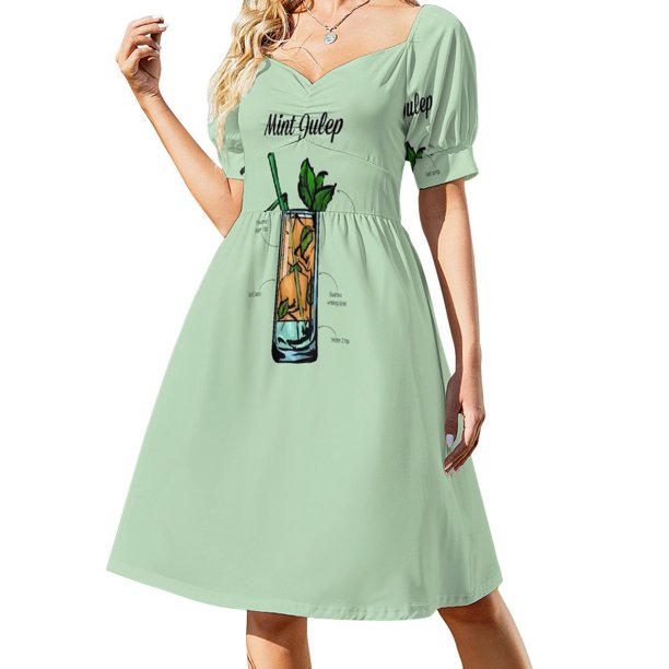 Receta de cóctel Mint Julep Vestido de manga corta Vestido de fiesta de lujo para mujer Vestido de noche de graduación de verano para mujer a la moda