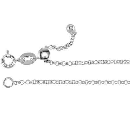 Sterling Silver Adjustable Rolo Chain Necklace 22 Inch