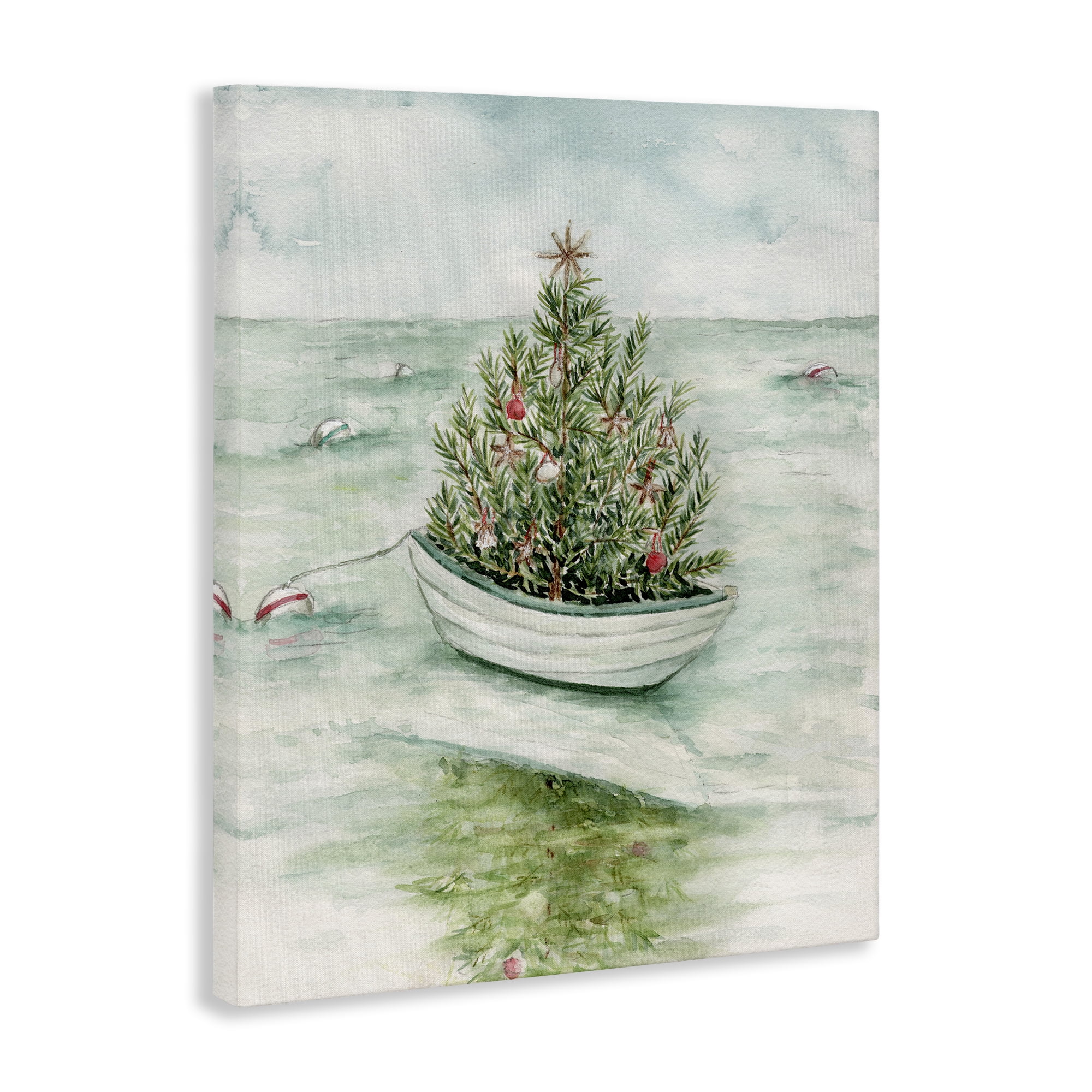 Stupell Industries Beachy Christmas Tree Holiday Painting Gallery Wrapped Canvas Art Print Wall Art, 30 x 40