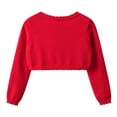thumbnail image 5 of Faraee Toddler Girl Sweater Cardigan Kids Long Sleeve Bowknot Cute Crop Sweaters Ruffle Trim Hem School Uniforms Dress up Jacket 1-14 Years Red, 5 of 5
