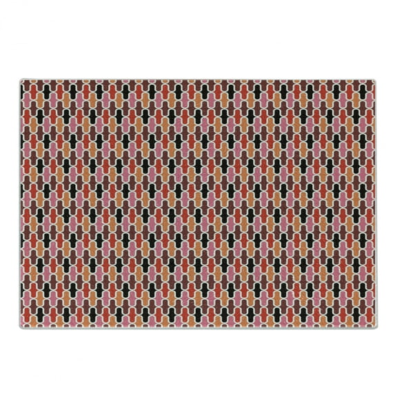 Retro Cutting Board, Vertical Rounded Lines Conceptual Design Graphic Vibrant Composition, Decorative Tempered Glass Cutting and Serving Board, Small Size, Multicolor, by Ambesonne