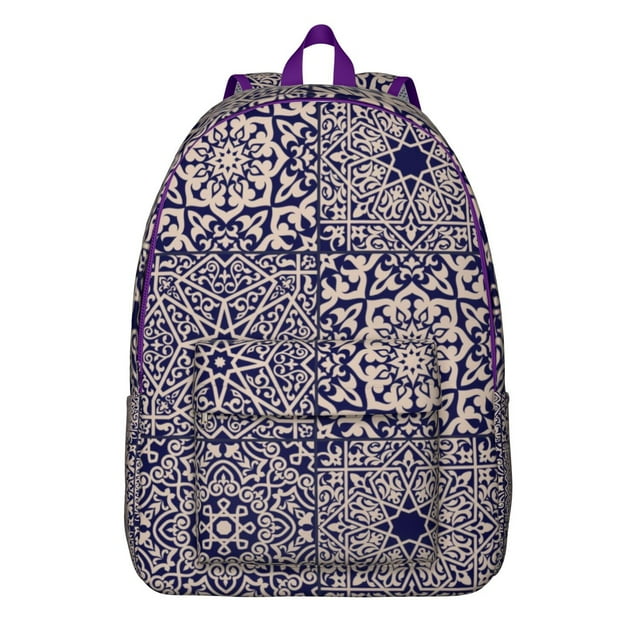 Geometric Pattern Backpack, Abstract Rainbow Gradient School Bag with Modern Boho Watercolor Print, Artistic Daypack for Women and Students
