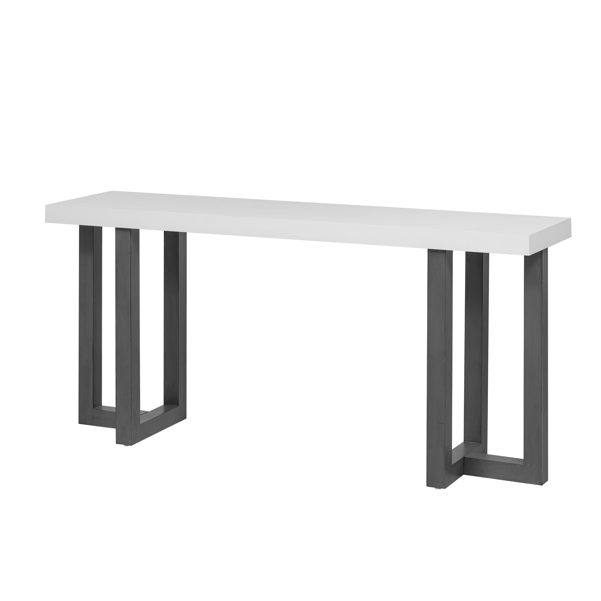 Euroco 63" Console Table, Narrow Sofa Table Behind Couch Entryway Table with Solid Wood Legs, Suitable for Entryway, Hallway, Living Room,Gray & White