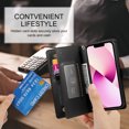 thumbnail image 6 of Allytechgroup Wallet Case for Apple iPhone 13, 9 Cards Holder + Zipper Pocket + Hand Wrist Shockproof Stand Flip Cover RFID Blocking Phone Case for Women Men, Black, 6 of 7