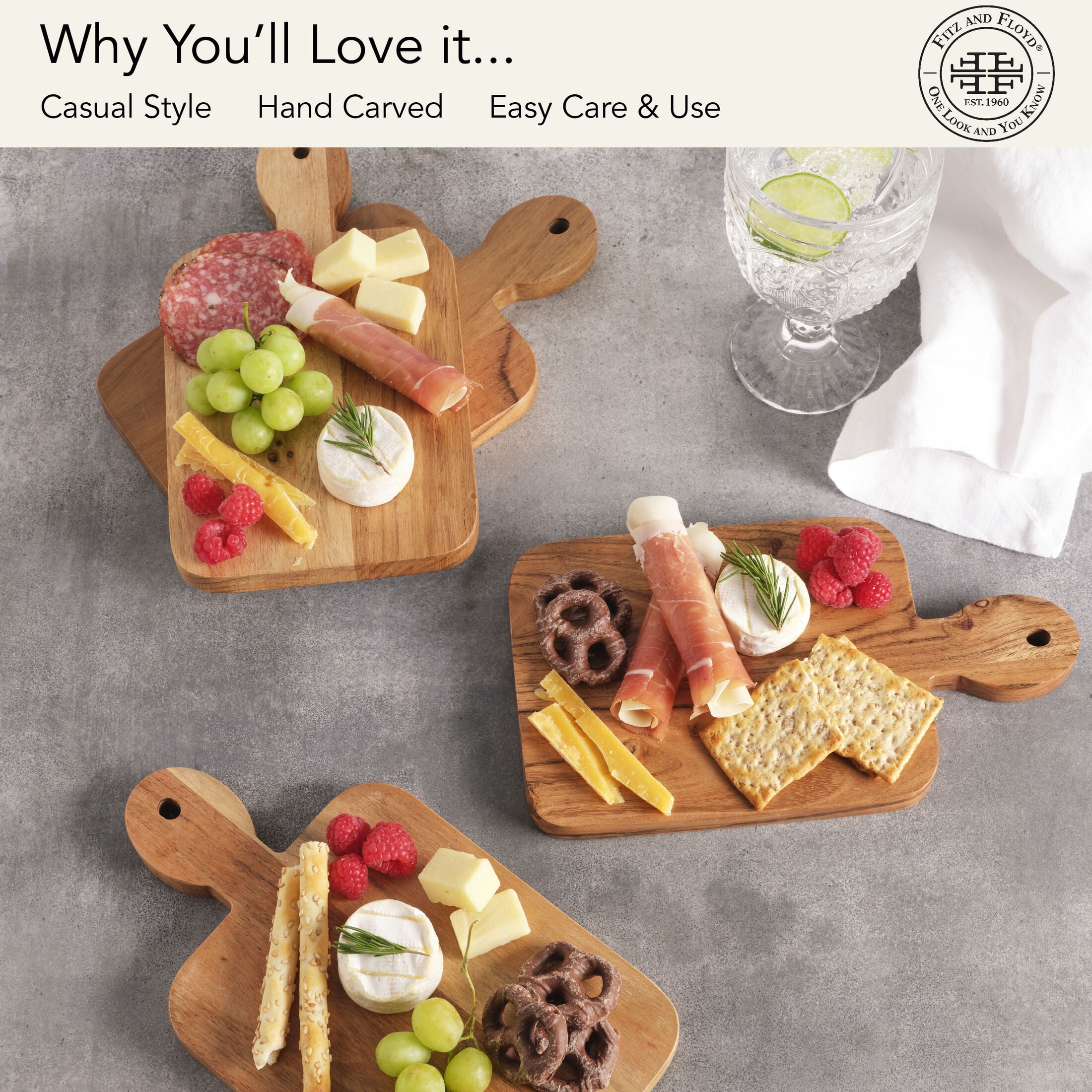 Fitz and Floyd Caleb Natural Mini Serve Boards (Set of 4)