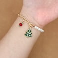 thumbnail image 4 of Hyasfey Santa Claus Christmas Tree Snowman Stockings Pendant Bracelet Faux Pearls Stitching Adjustable Xmas Bangle Jewelry Gift, 4 of 8