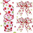 thumbnail image 3 of 2 Rolls Wired Ribbon Christmas Tree Burlap Ribbon Green Red Glitter Polka Dot Sparkly Christmas Tree Decoration DIY Bows Wreath 2.5 Inch X 6 Yard Per Roll, 3 of 6