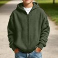 thumbnail image 2 of DJDLJWCJ Boys Zip Up Hooded Sweatshirts Waffle Knit Solid Color Hoodies for Boys Full Zipper Sweatshirt with Pocket Army Green Size 3T, 2 of 9