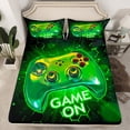 thumbnail image 2 of Homewish Gradient Green Gamepads Boy 4 Pieces Queen Sheet Sets,Video Game Ultra Soft Flat Sheet,Geometric Honeycomb Queen Fitted Sheet,Breathable Home Decor, 2 of 7