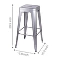 thumbnail image 2 of Leejay 30 inch Backless Counter Height Metal Stool Silver, Set of 3, 2 of 5