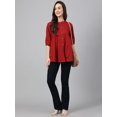 thumbnail image 4 of Janasya Indian Women's Maroon Cotton Dobby Solid Flared Top (Valentine Collection), 4 of 7