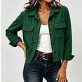thumbnail image 6 of QIYAGBSA Corduroy Jacket for Women Soft Turn Down Lapel Collar Button Down Short Long Sleeve Fall Casual Outerwear Lightweight Warm Layer with Chest Pockets (Green, M), 6 of 8