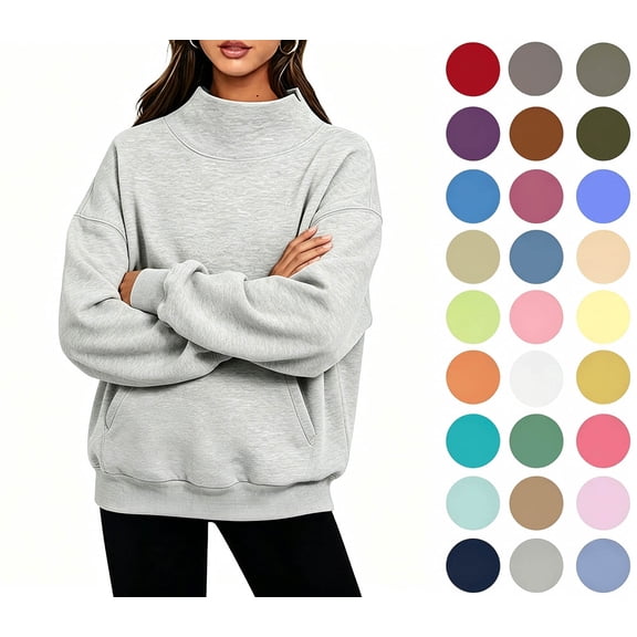 Yotami Womens Turtleneck Sweatshirt with Pocket Fall Winter Oversized Pullover Fleece Long Sleeve Mock Neck Tops Outfits