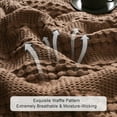 thumbnail image 3 of PHF Cooling Waffle Blanket Queen Size, Lightweight 60% Rayon Derived from Bamboo for Hot Sleepers, Soft and Breathable for Bed Couch and Sofa, 90"x90", Cocoa Brown, 3 of 6