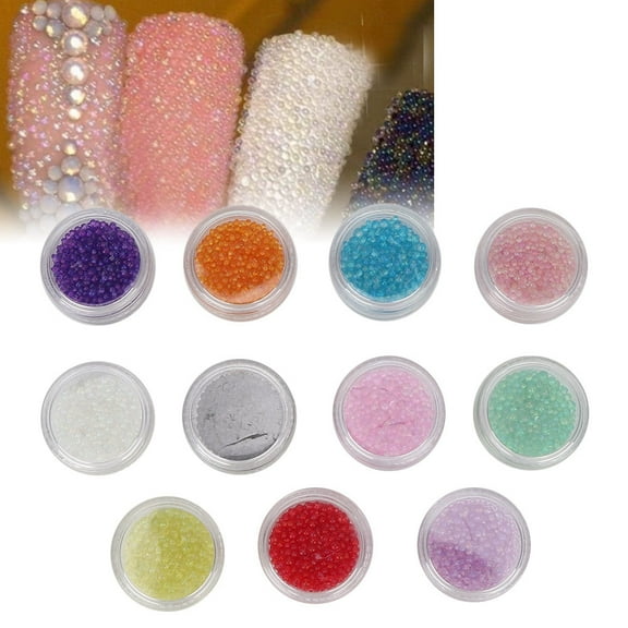 Mgaxyff 11Pcs Nail Art Tools Non Porous Beads Epoxy  Jewelry Manicure Decorations 1-3mm