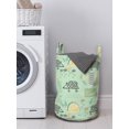 thumbnail image 3 of Childish Laundry Bag, Hedgehog Forest Herbs Leaves Flowers Pastel Scandinavian Doodle Kids, Basket with Handles Drawstring Closure for Laundromats, 13" x 19", Mint Green Grey Peach, by Ambesonne, 3 of 4