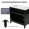 thumbnail image 3 of 36" Bathroom Vanity with Sink Combo, Vintage Bathroom Cabinet with 4 Draewrs and 2 Doors, Solid Wood Frame Storage Cabinet for Home, Black, 3 of 7
