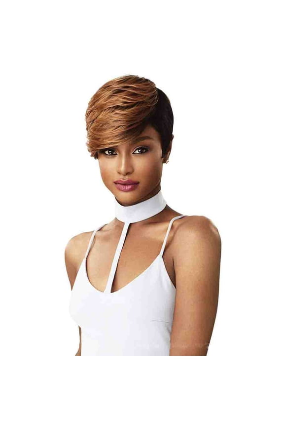 High Quality Women Brown Black Brazilian Short Elven Haircut Wig Parting Fiber Wig Hair,Two-color
