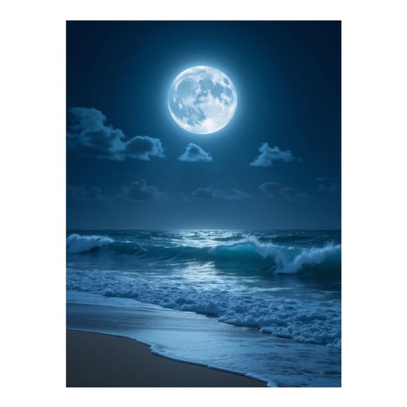 Diamond Art Kits for Adults, Full Moon Over Ocean Waves 5D Diamond Painting Kits for Adults Beginners, DIY Full Drill Diamond Painting, Gem Art and Crafts 12x16
