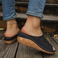 thumbnail image 4 of Dakaela Women's Platform Wedge Sandals Floral Hollow out Orthopedic Slip on Slides Casual Outdoor Walking Summer Beach Shoes Black Size 8.5, 4 of 9