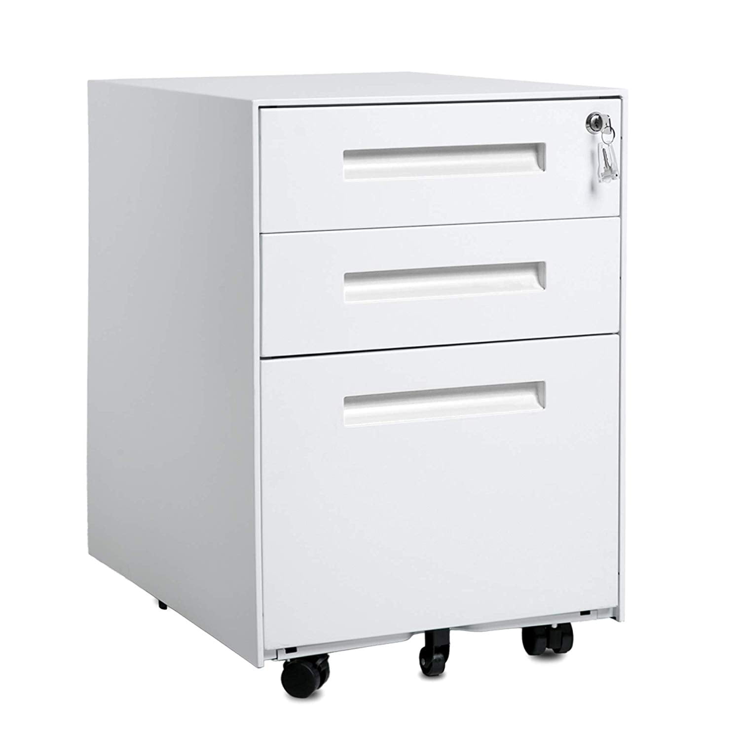 3Drawer Mobile Metal File with Lock and Keys