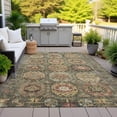 thumbnail image 4 of HomeRoots 629435 9 x 12 ft. Artichoke Green, Gold & Beige Medallion Washable Traditional Indoor & Outdoor Rectangle Area Rug, 4 of 9