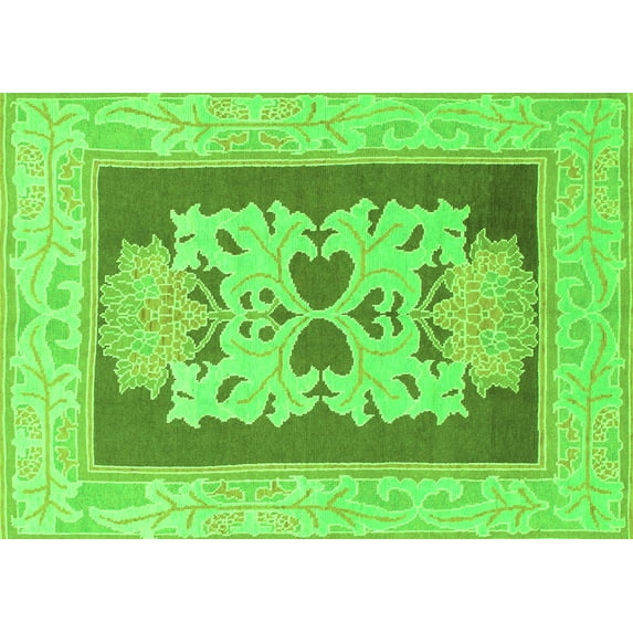 Ahgly Company Indoor Rectangle Abstract Green Modern Area Rugs, 8' x 10'