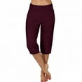 thumbnail image 4 of TaTaai Women's Side Slit Yoga Capri Pants High Waist 7/8 Length Stretchy Work Pants Non See Through Casual Lounge Bottoms Tummy Control Gym Gift, 4 of 7