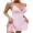 Pink, variant on ChicMe Nightgowns for Women Sexy Solid Color Chemise Lace Trim Side Slit Modal Cami Nighty Womens Sleepwear Gray-L