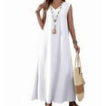 thumbnail image 2 of Women'S Tank Maxi Dress A-Line V-Neck Sleeveless Solid Color Loose Casual Long Beach Dresses Coverups White [Spot] XXL, 2 of 9