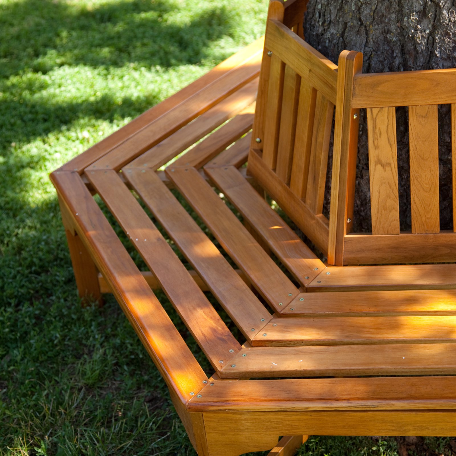 Coral Coast Fillmore Wood Outdoor Hexagonal Tree Bench by Chi Wing Rattan Factory