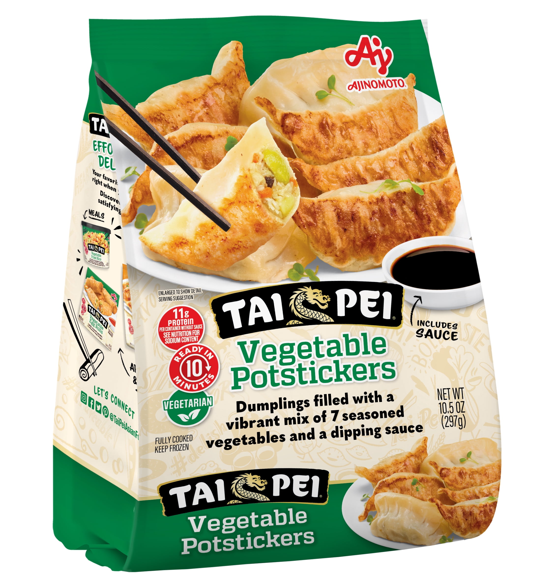 Tai Pei Vegetable Potstickers, Frozen Asian Appetizers, 10.5 oz