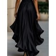 thumbnail image 4 of Womens Elegant Black Satin Halter High-Low Ruffle Evening Gown, 4 of 5