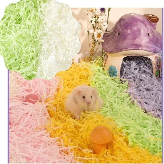 GYTY   Small Animal Bedding Colorful Hamster Nesting Paper Material Cozy Safe for Bird Guinea Pig Chinchilla Mice Gerbils Rat Pets (Pink Purple)