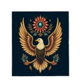 thumbnail image 4 of Majestic Eagle & Sunflower Pattern Flannel Blanket - Soft Cozy Durable for Sofa Travel Bed Chair - Elegant Design, 4 of 7