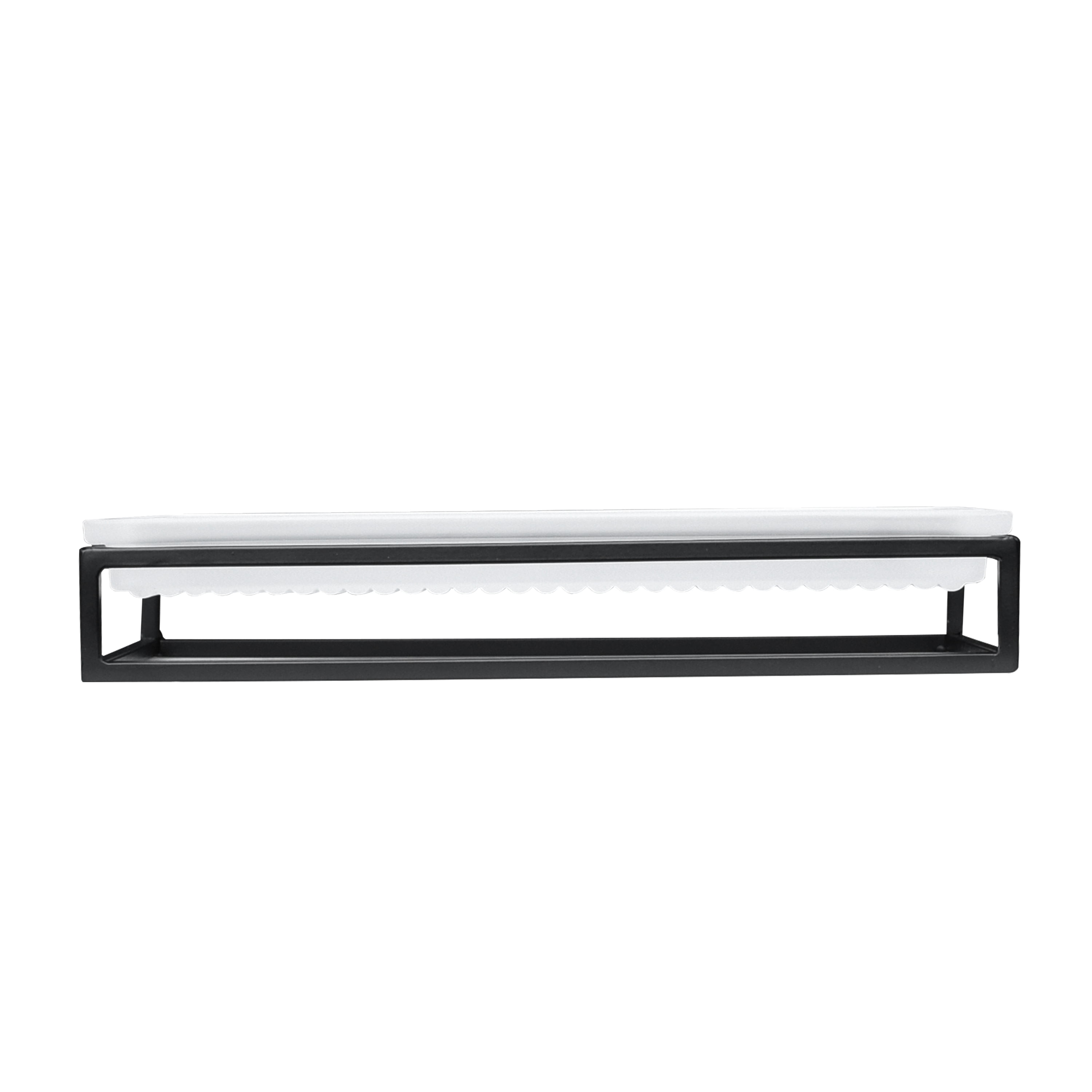 Better Homes & Gardens Ribbed Glass and Metal Tray, White with Black Accents