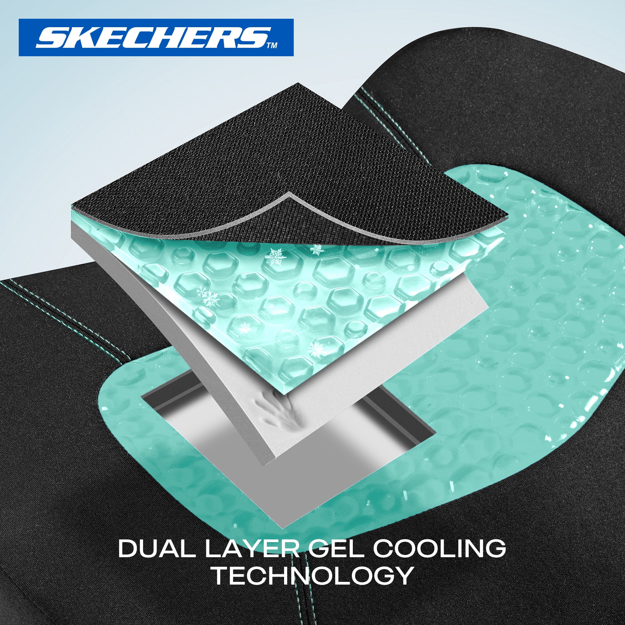 Skechers 1 Piece Gel Cooling Memory Foam Car Seat Cushion Teal - Universal Fit