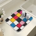 thumbnail image 4 of Yayeee Dish Drying Mat for Kitchen Counter 16" x 18" Microfiber Super Absorbent Coffee Decorative Pad, White Checkered Pattern, 4 of 9