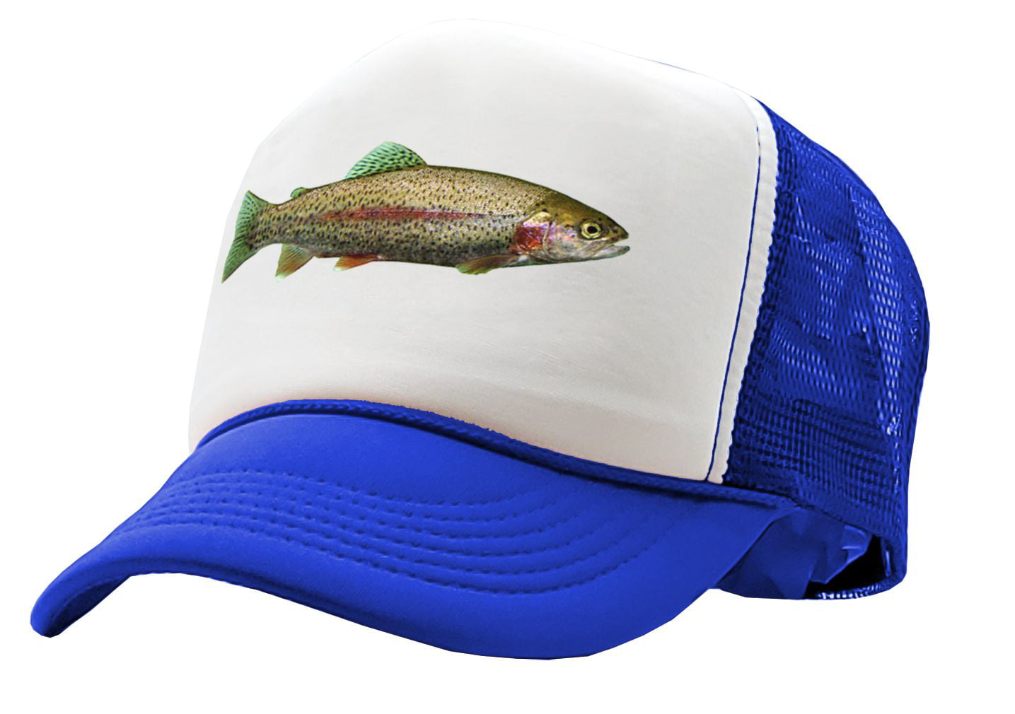 RAINBOW TROUT - freshwater fly fishing angler fish - Vintage Retro Style  Trucker Cap Hat (Royal) 