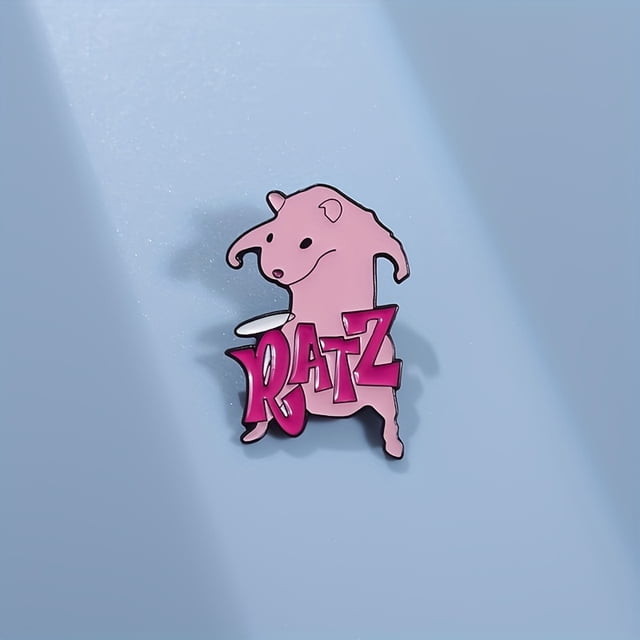 1pc " RATZ " Cartoon Enamel Pin, Pink Mouse Humorous Badge, Decoration Accessory For Backpack, Hat, And Clothing