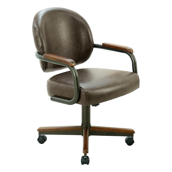 Chromcraft Swivel Tilt Chairs, Ultra Comfy Kitchen Chairs PU Leather Chair with Rubber Wheels