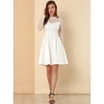 thumbnail image 3 of Vestido corto de una línea de fiesta de patinadora transparente de malla con lunares de corazón Allegra K blanco S, 3 of 6