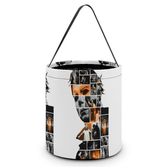 Michael Myers Candy Tote Bags Halloween Trick or Treat Bucket Bag Portable Collapsible Reusable Goody Handbag