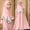 Pink, variant on Herrnalise Girls Long Sleeve Solid Color Round Neck Dress Lace Turban Two Piece Muslim Children's Clothing Clearance !